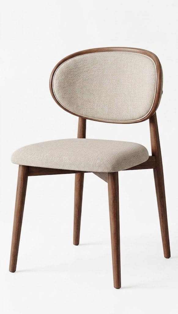 Asude Sandalye Masif Ahşap Oval Sırt Krem